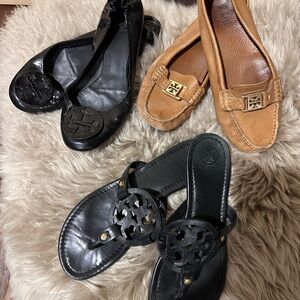 Tory Burch Black and Tan Flats & Sandals